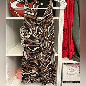 Brown and Black Swirl Halter Dress